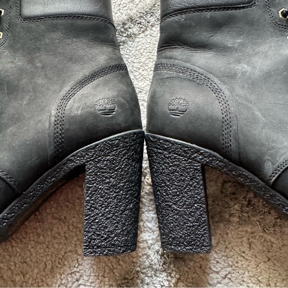 Timberland Tillston Mid Lace Up Boot black nubuck leather heels lug lace up 7.5 - Picture 6 of 14